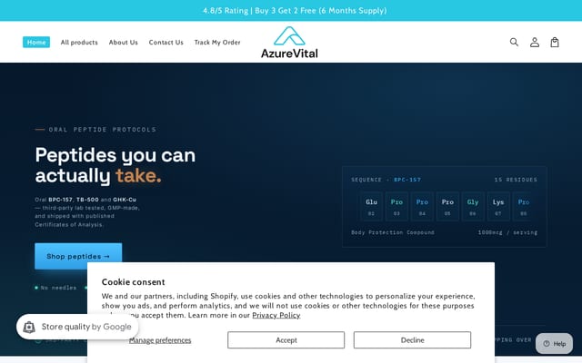 Screenshot of azurevital.com