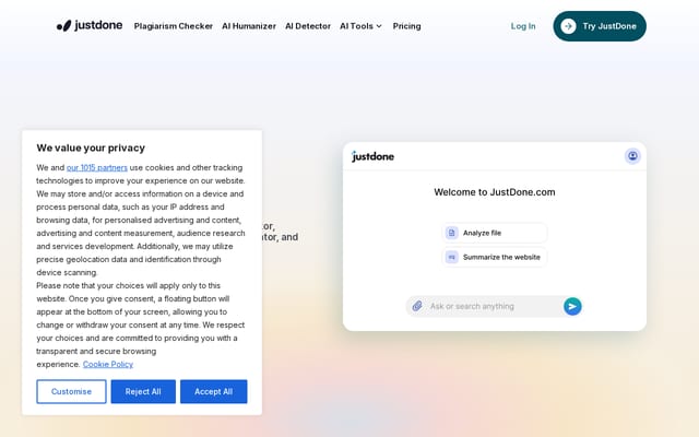 Screenshot of justdone.com