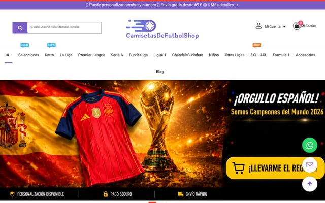 Screenshot of camisetasdefutbolshop.com