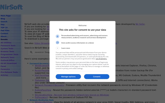 Screenshot of nirsoft.net