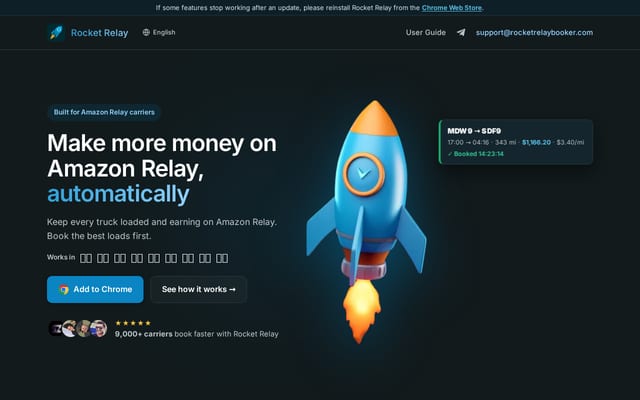 Screenshot of rocketrelaybooker.com