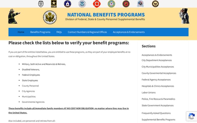 Screenshot of nationalbenefitsprograms.org