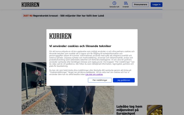 Screenshot of kuriren.nu