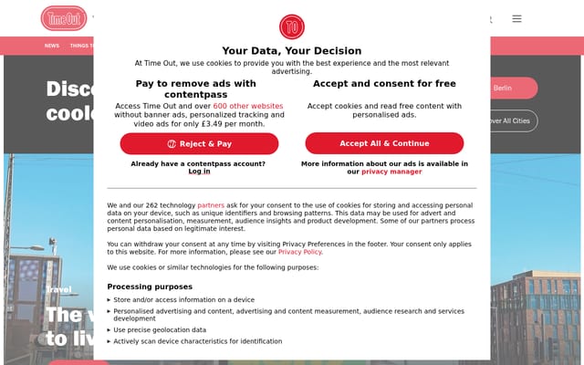 Screenshot of timeout.com