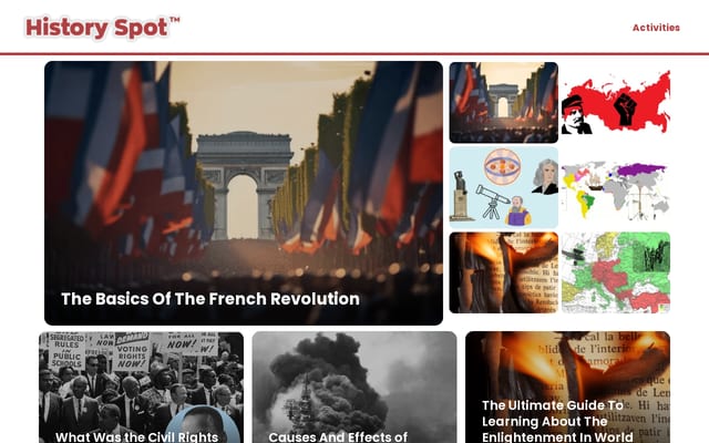 Screenshot of historyspot.com