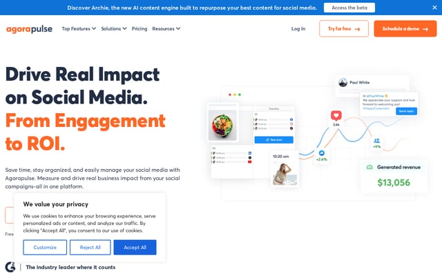 Screenshot of agorapulse.com