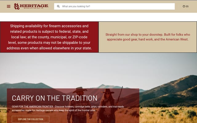Screenshot of shopheritagemfg.com