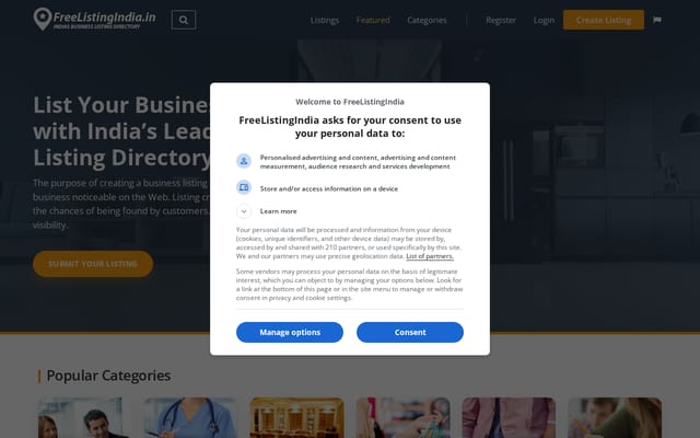 Screenshot of freelistingindia.in