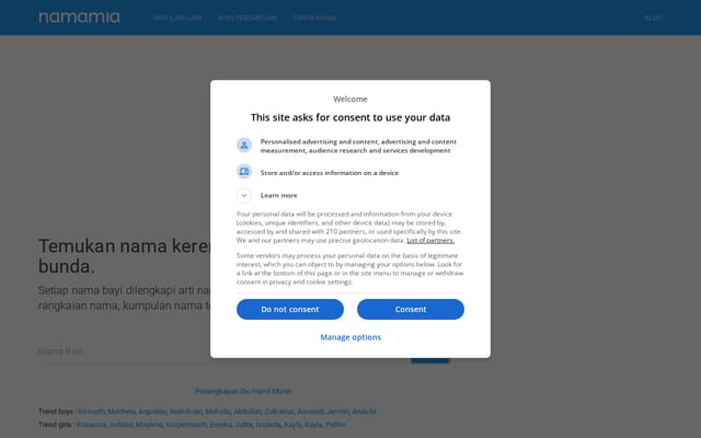 Screenshot of namamia.com