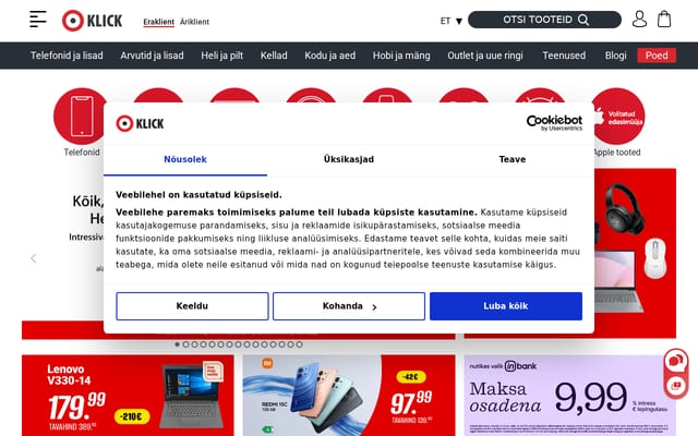 Screenshot of klick.ee