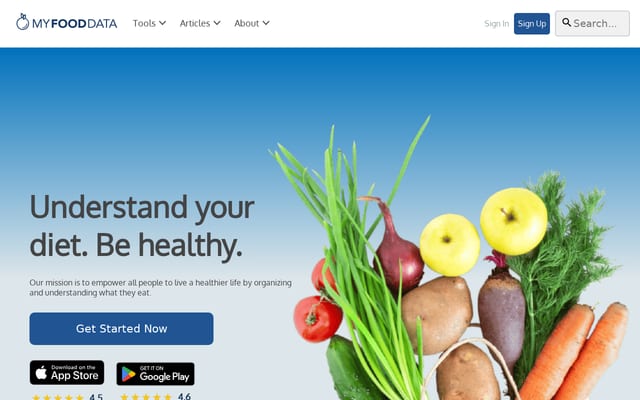 Screenshot of myfooddata.com