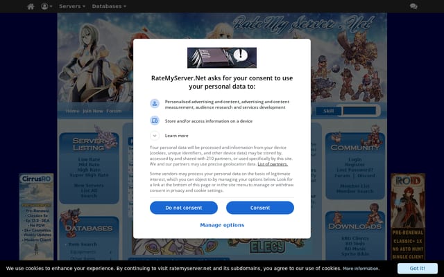 Screenshot of ratemyserver.net