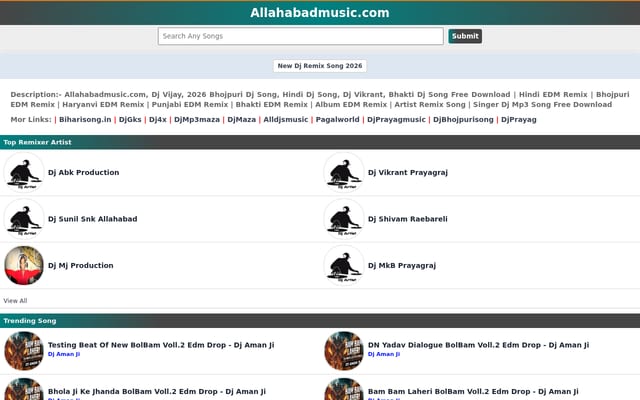 Screenshot of allahabadmusic.com