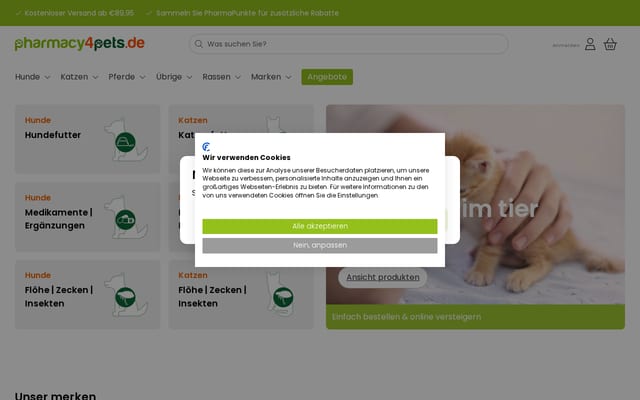 Screenshot of pharmacy4pets.de