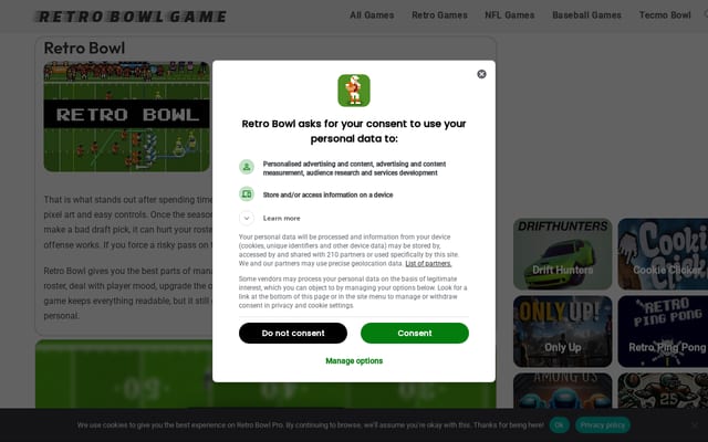 Screenshot of retrobowl.pro