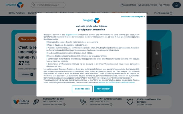 Screenshot of bouyguestelecom.fr