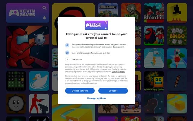 Screenshot of kevin.games