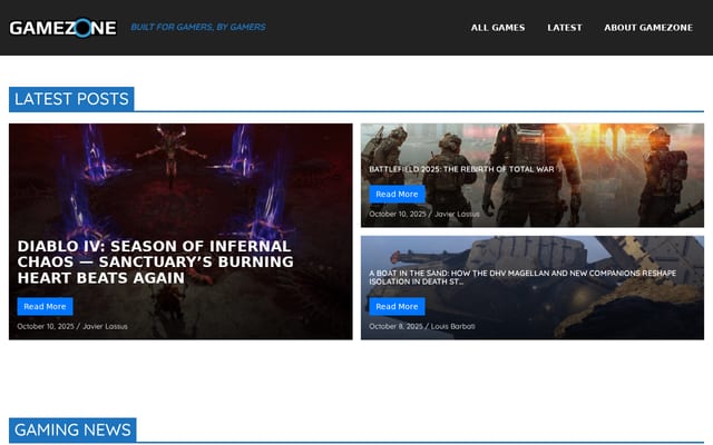 Screenshot of gamezone.com