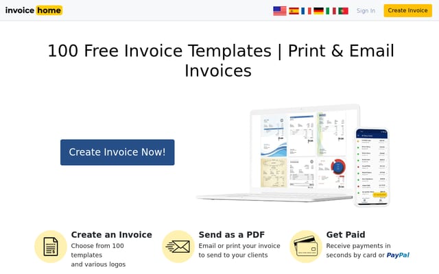 Screenshot of invoicehome.com