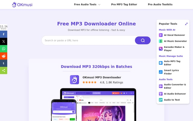 Screenshot of okmusi.com