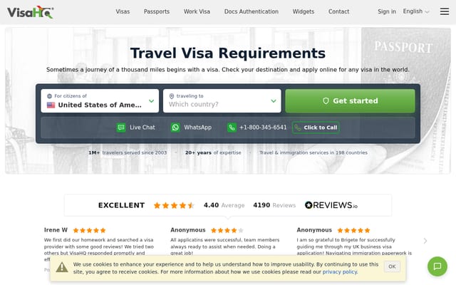 Screenshot of visahq.com
