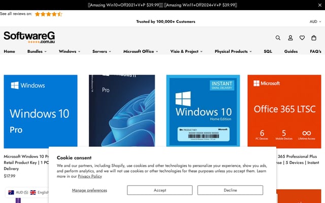 Screenshot of softwareg.com.au