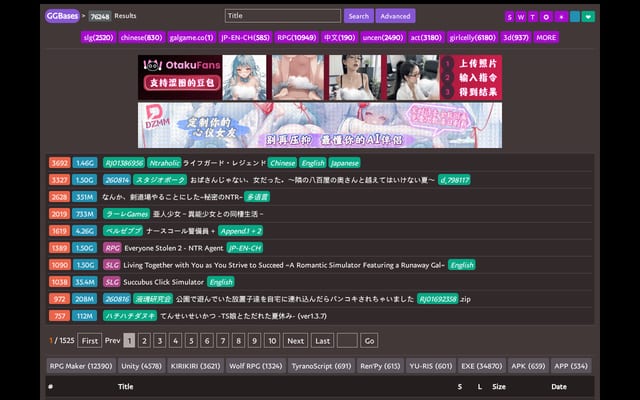 Screenshot of ggbases.com