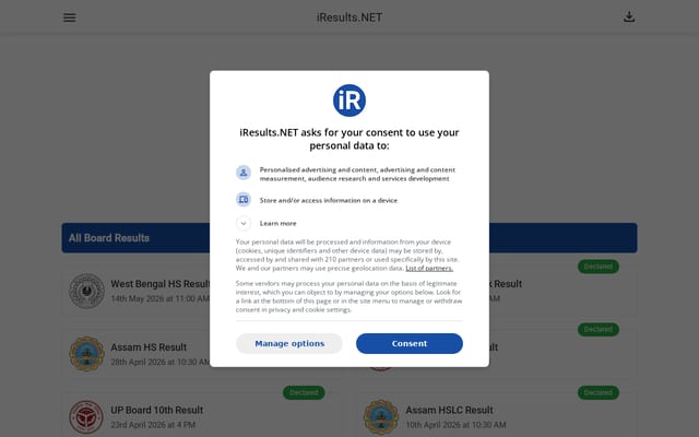 Screenshot of iresults.net