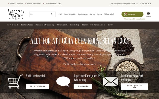 Screenshot of lundgrensskafferi.se