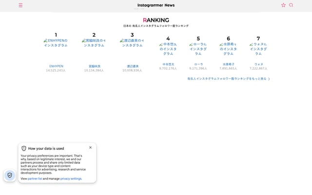 Screenshot of instagrammernews.com