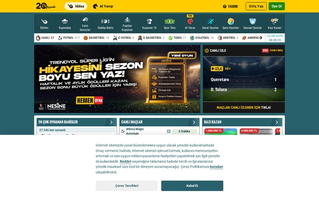 Screenshot of nesine.com
