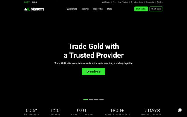 Screenshot of icmarkets.com.au