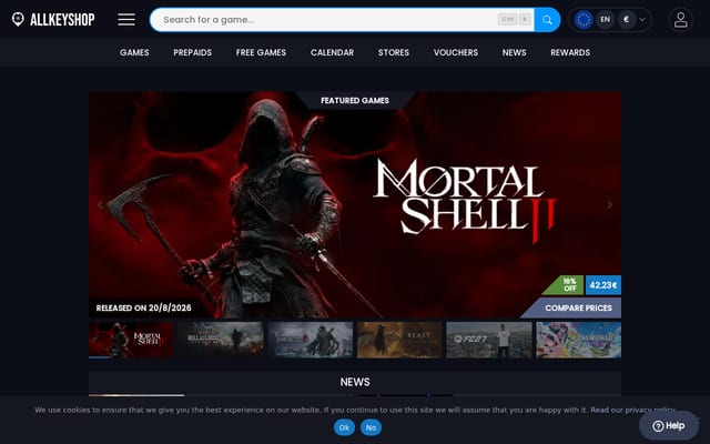 Screenshot of allkeyshop.com