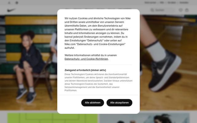 Screenshot of nike.com