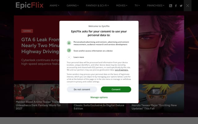 Screenshot of epicflix.com