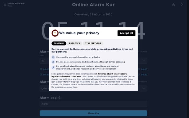 Screenshot of onlinealarmkur.com