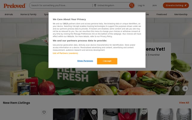 Screenshot of preloved.co.uk