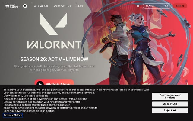Screenshot of riotgames.com