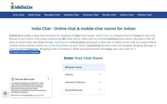 Screenshot of indiachat.com