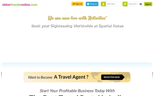 Screenshot of akbartravelsonline.com