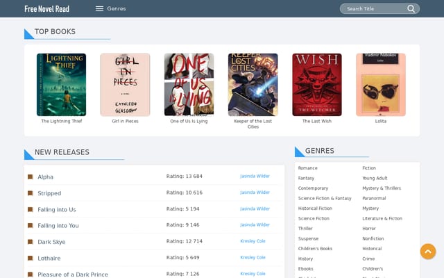 Screenshot of freenovelread.com