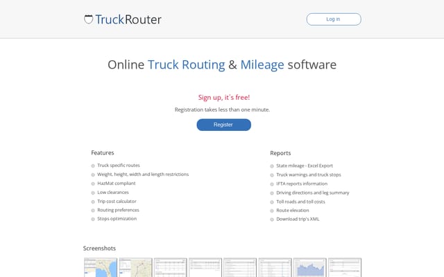 Screenshot of truckrouter.com