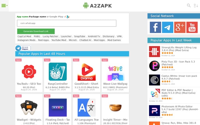 Screenshot of a2zapk.io