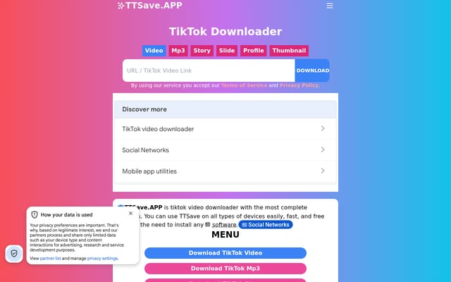 Screenshot of ttsave.app