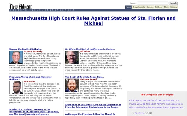 Screenshot of newadvent.org