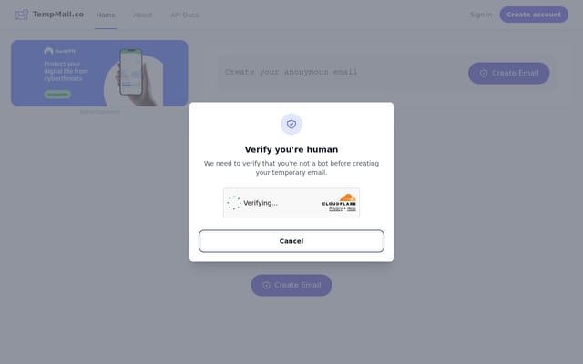 Screenshot of another-temp-mail.com