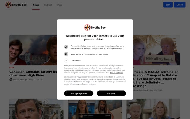 Screenshot of notthebee.com