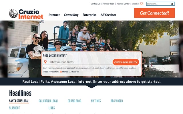 Screenshot of cruzio.com