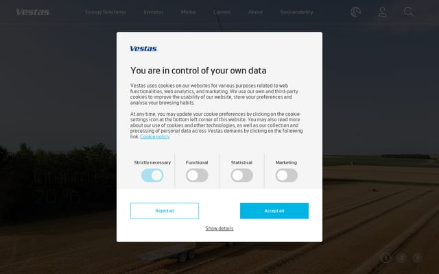 Screenshot of vestas.com