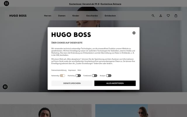 Screenshot of hugoboss.com